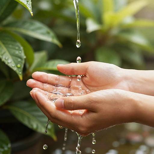 Delicate Hands Holding Water Macro
