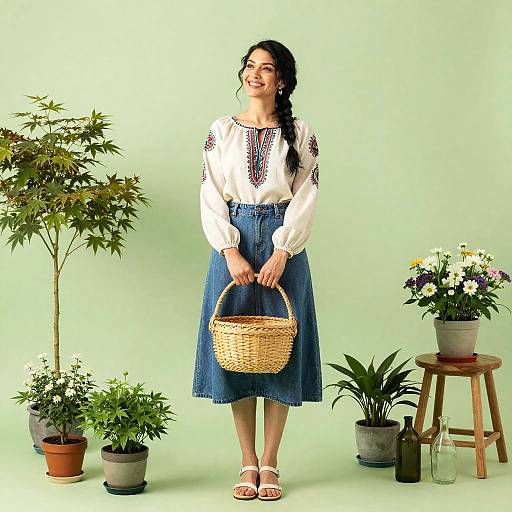 Relaxed Woman in Bohemian Garden