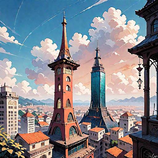 Scenic Outdoor Blue Sky with Tower