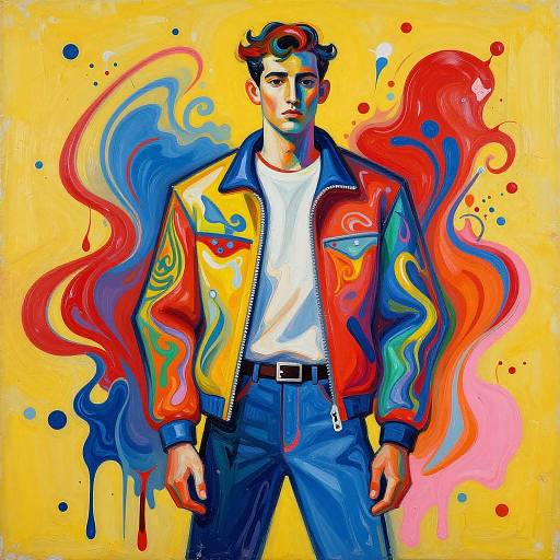 Vibrant Abstract Male Figure Painting