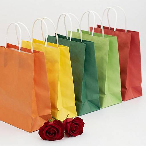 Vibrant Shopping Bags with Red Roses