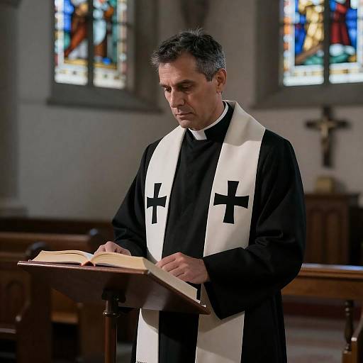 Solemn Priest at Church Lectern