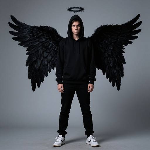 Spooky Angel Boy in Hoodie Costume