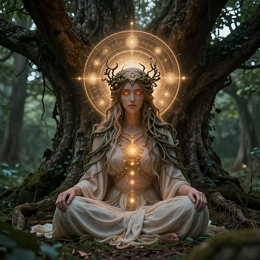 Mystical Oracle Goddess in Forest