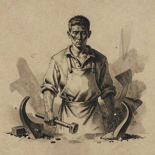 Monochrome Blacksmith Crosshatch Art