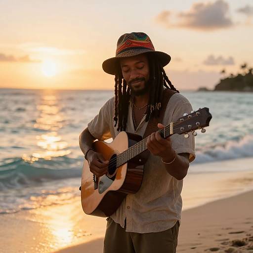 Caribbean Rhasta Guitar Sunset