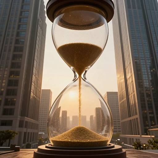 Glowing Colossal Hourglass Over City