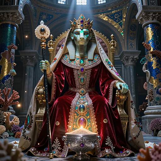 Opal-Inlaid Sphinx Monarch in Byzantine Basilica