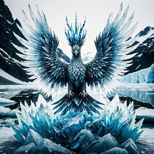 Crystal Phoenix Amidst Frozen Glaciers