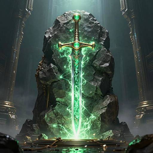 Sci-Fi Energy Sword in Alien Ruins