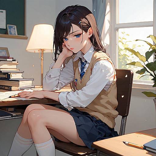 Peni Parker Doing Homework Annoyed