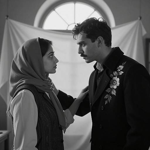 Intense Connection in Monochrome Portrait