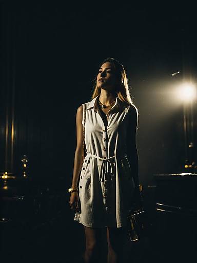 Woman in White Sleeveless Shirt Dress