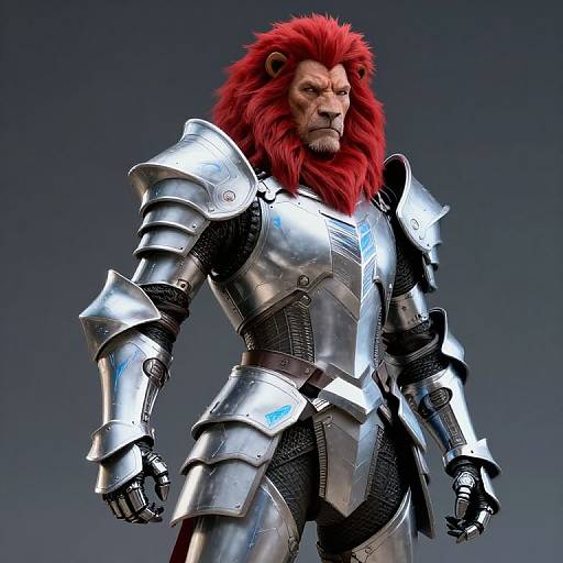 Futuristic Knight with Lion Mane Hair