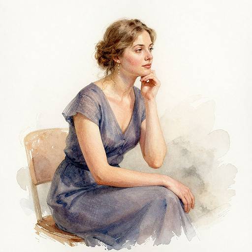 Watercolor Portrait of Serene Woman