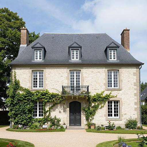 Traditional French Stone House with Ivy