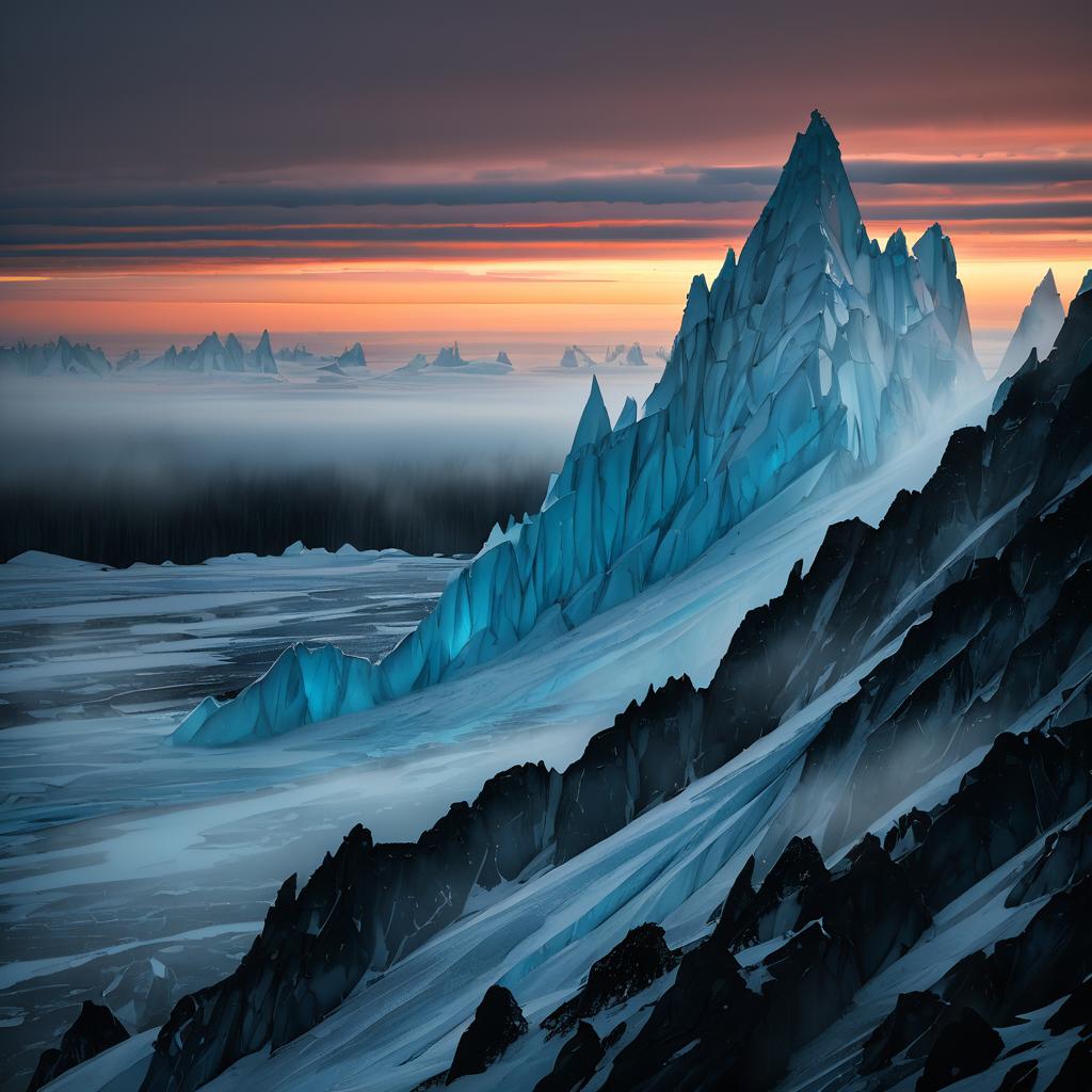 Twilight Over Rugged Boreal Ice Ridge