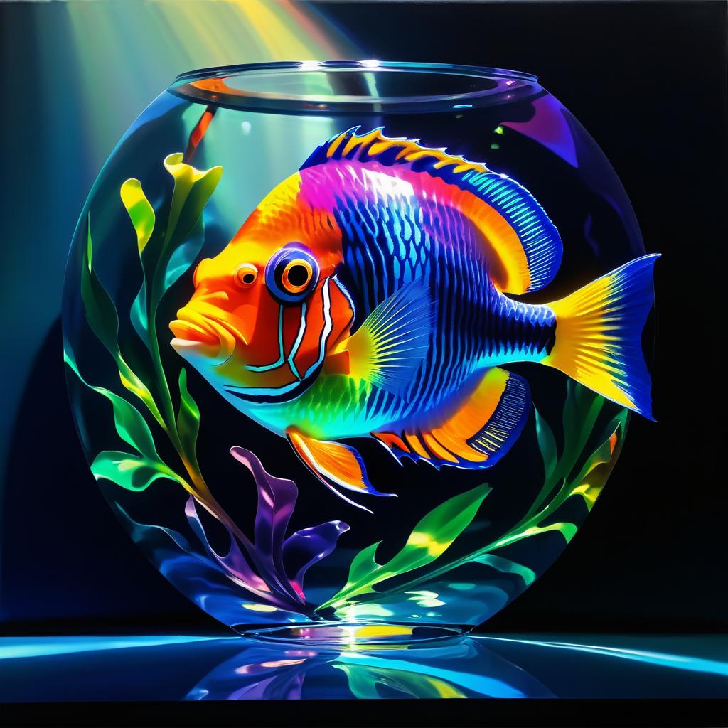 Dramatic Oil Painting of Tropical Fish