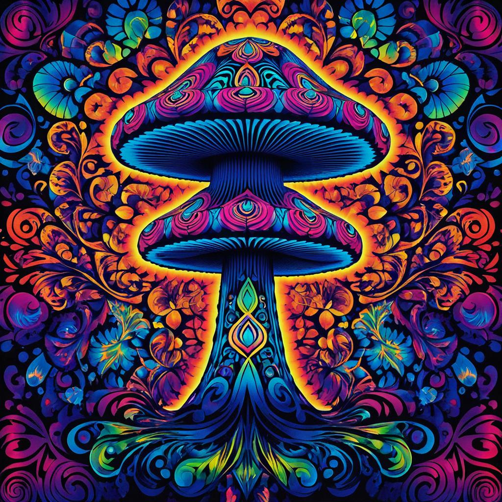 Psychedelic Mushroom Cross Art Design