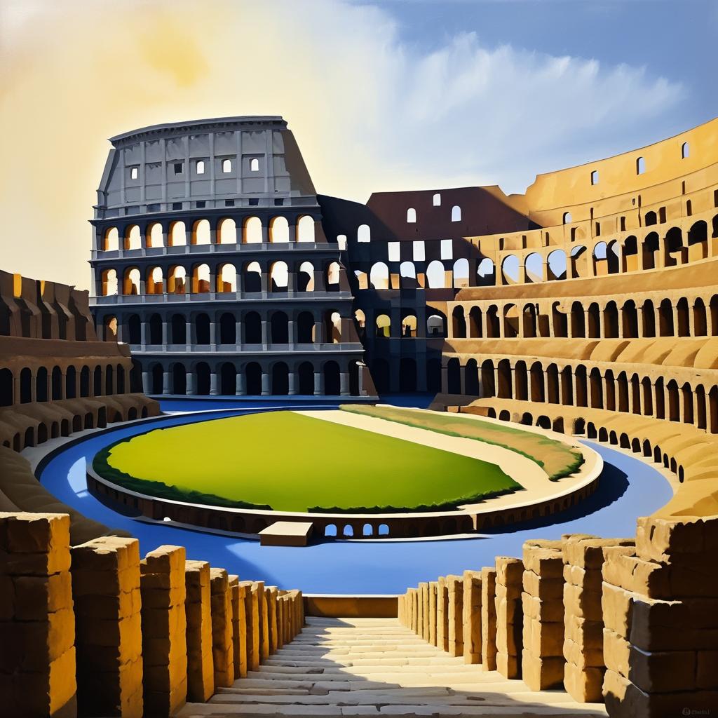 Vermeer-Style Oil Painting of Colosseum