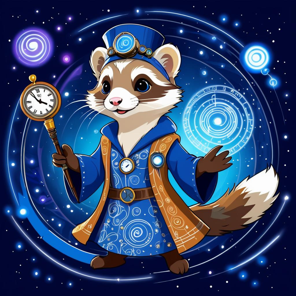 Whimsical Ferret Inspired by Doctor Who