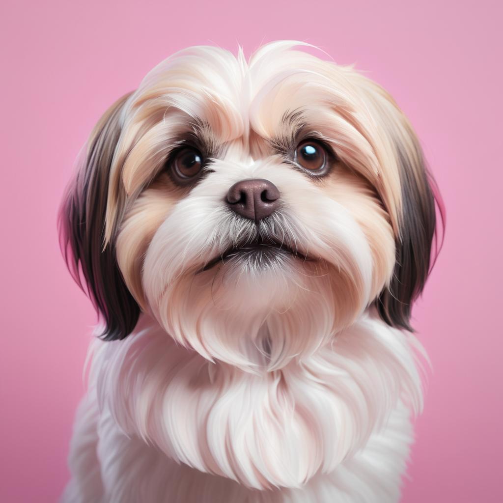 Photorealistic Shih Tzu Portrait on Pink