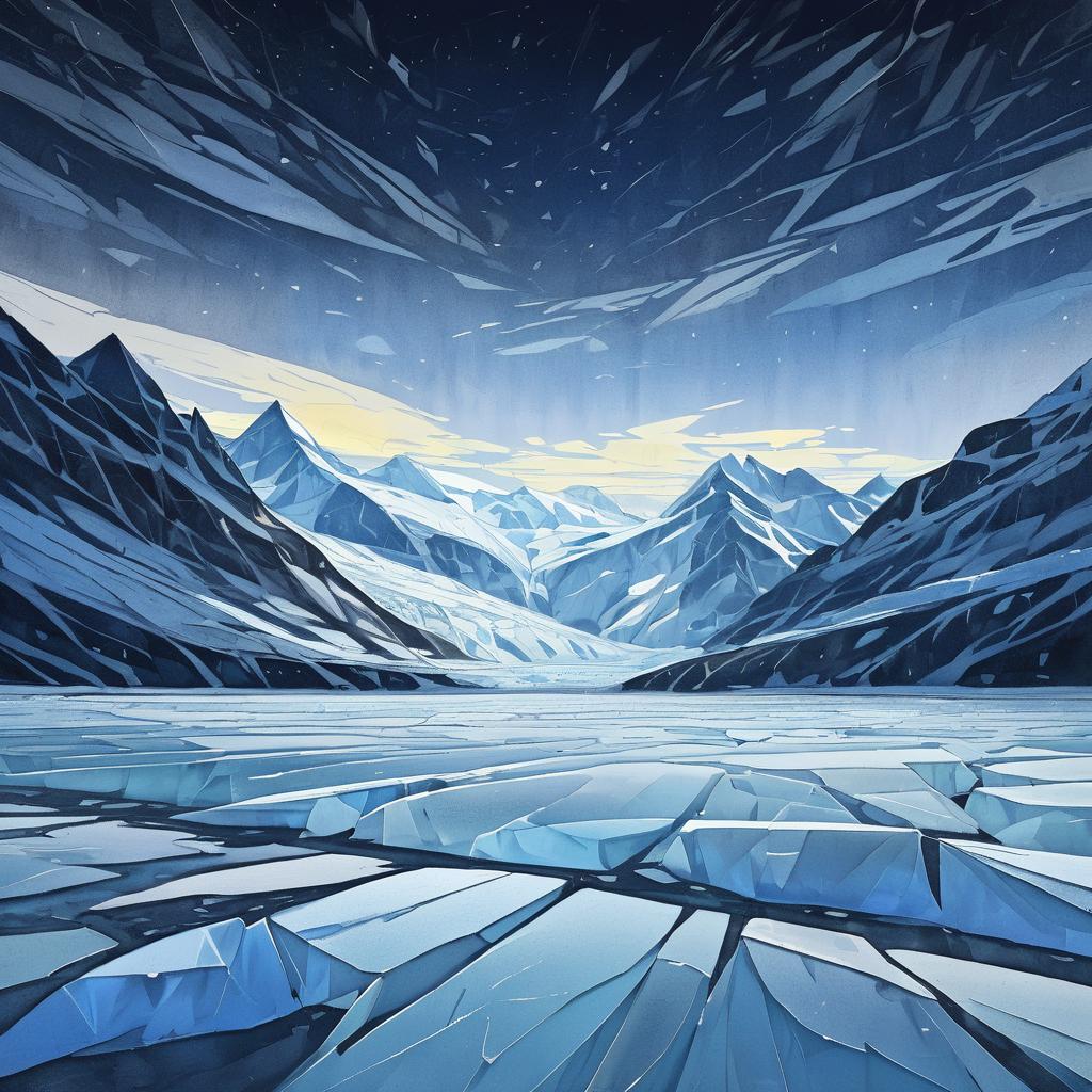 Midnight Glacier Fields Under Moonlight