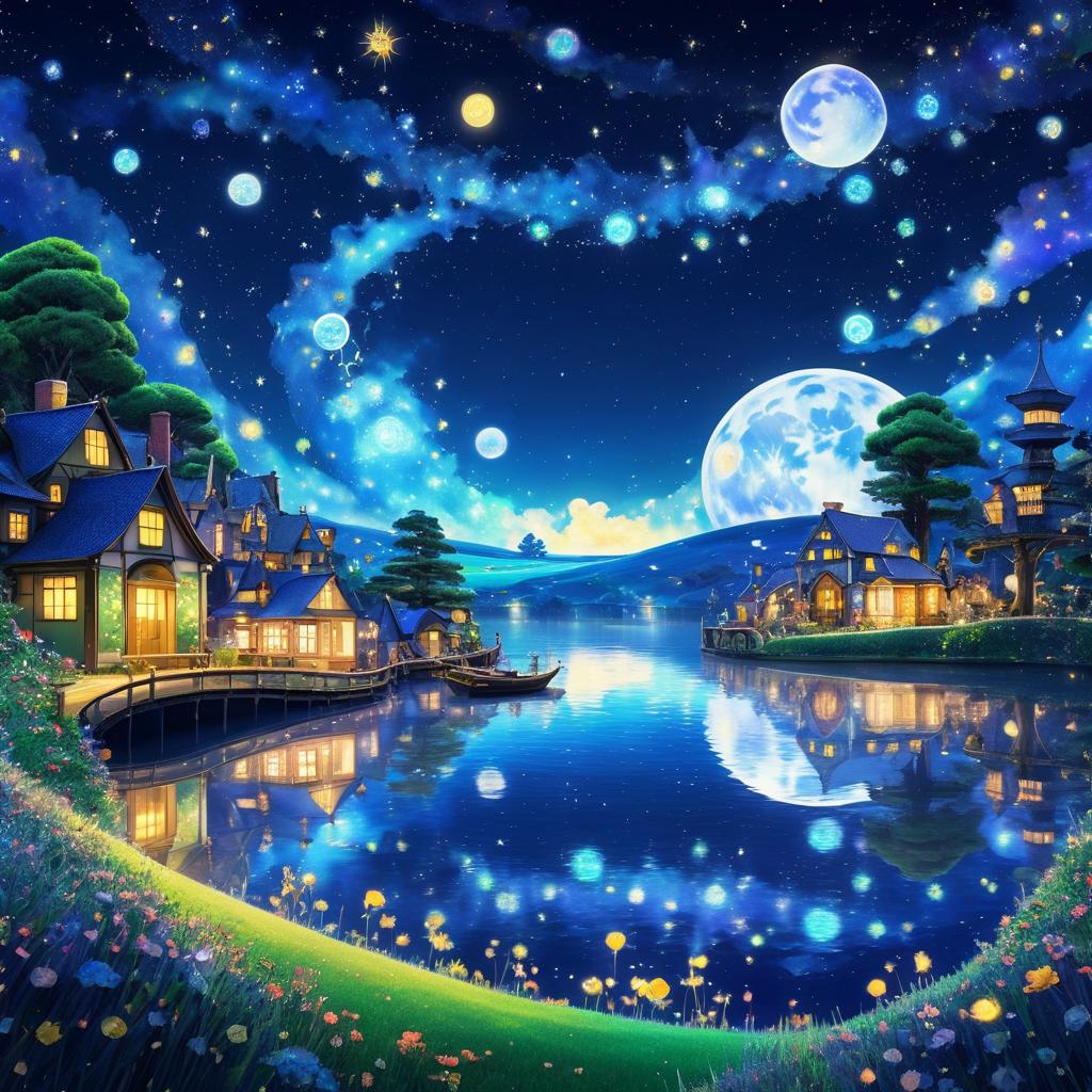 Miyazaki's Whimsical Starry Night Reimagined