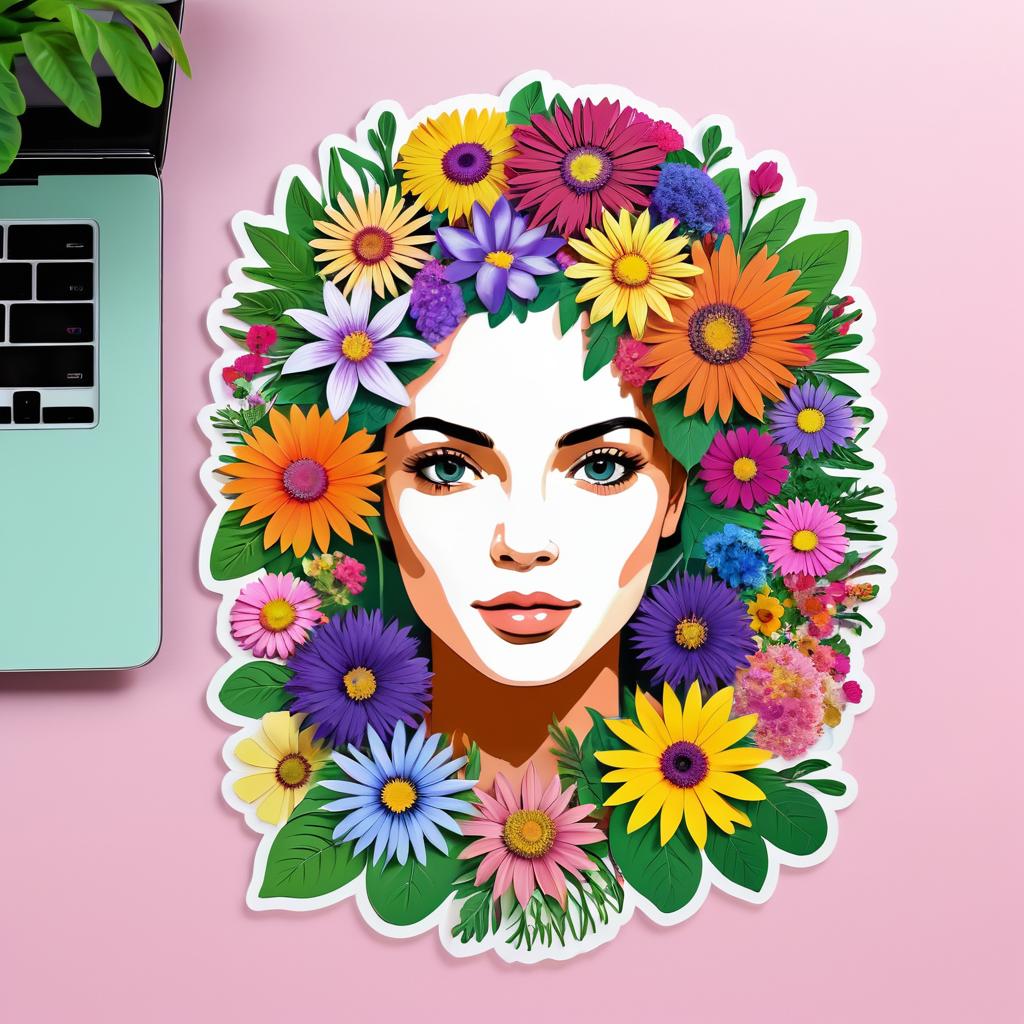 Floral Portrait Sticker Design