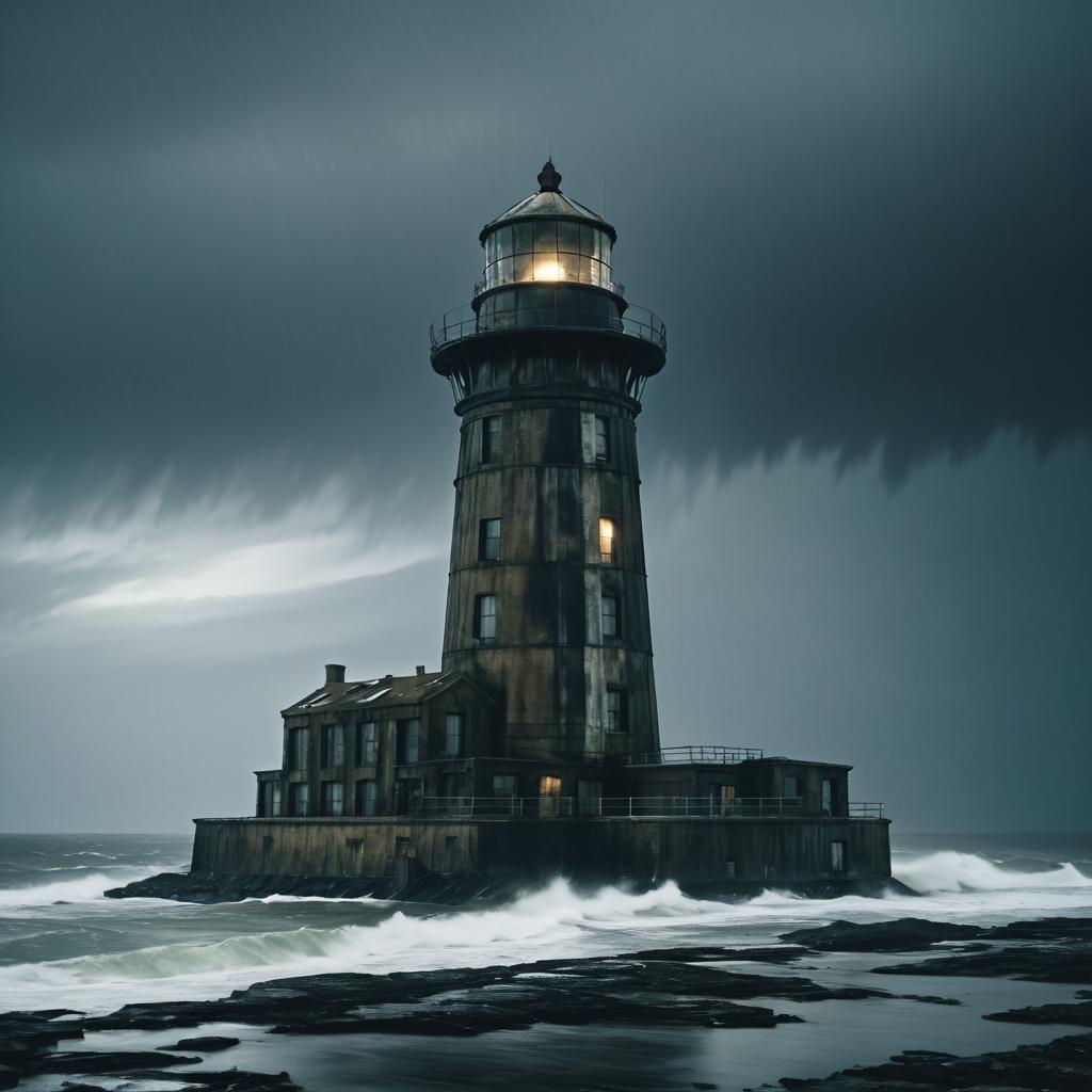 Stormy Lighthouse in Manapunk Style Aesthetic