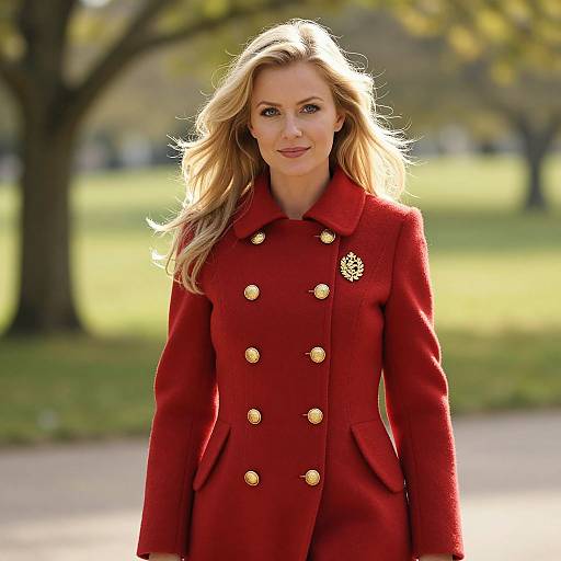 Confident Woman in Elegant Red Coat