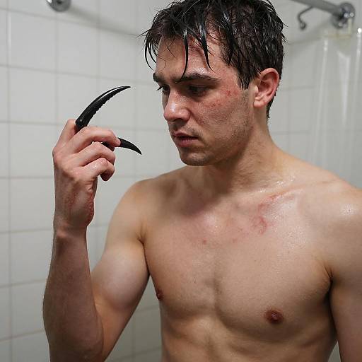 Intense Shower Scene with Dark Elements