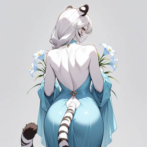 Nurturing Furry Girl in Grey Dress Nurturing Furry Girl in Grey Dress
