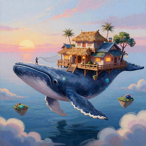 Colossal Whale Carrying Floating Village