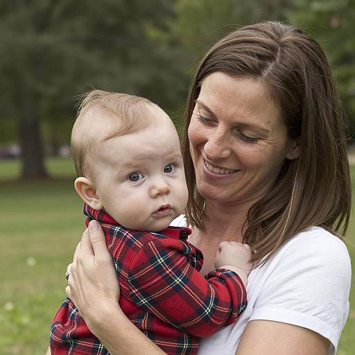 Mother Holding Baby Outdoors