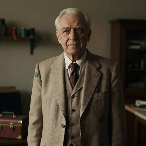 Dignified Intersex Tailor Film-Noir Portrait