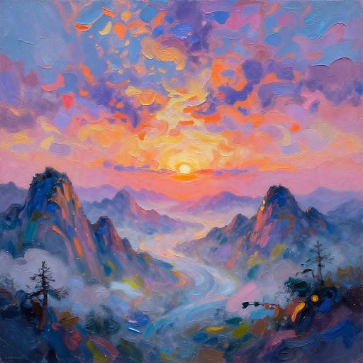 Surreal Hand-Painted Dreamlike Landscape