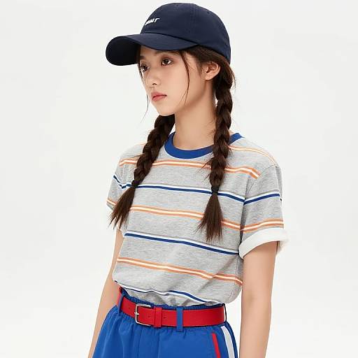 Girl with Braids and Casual Outfit