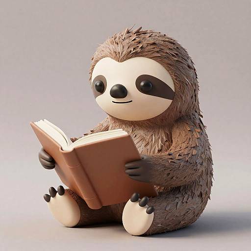 3D Toy Sloth Reading Book