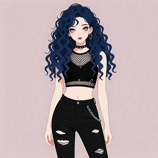 Gothic Punk Anime Girl Illustration