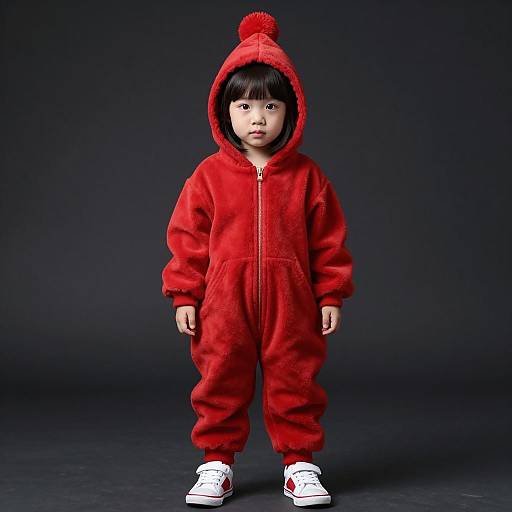 Adorable Child in Red Hooded Costume