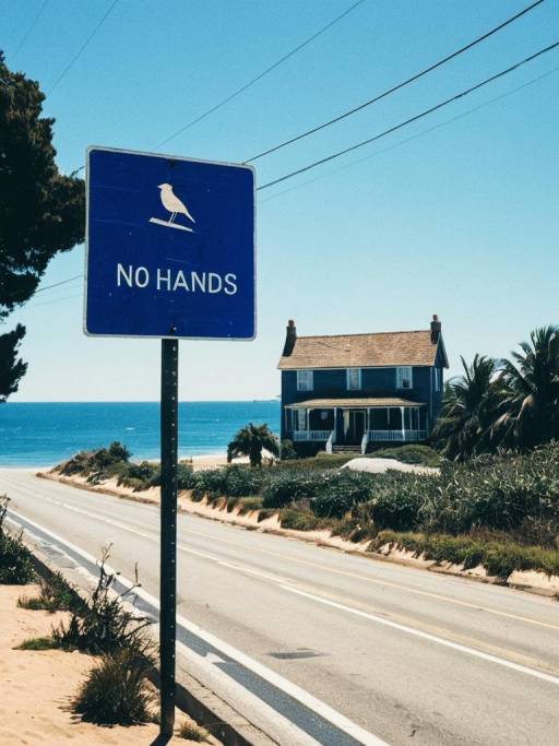 No Hands Road Sign by Coastal House