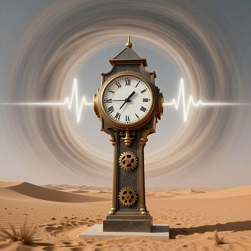Heartbeat Clock Tower in Desert Vortex