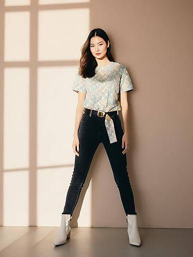 Casual Chic Woman in High-Waisted Skinny Jeans