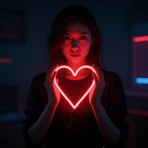 Cyberpunk Woman with Neon Heart