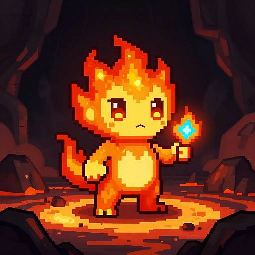 Chibi Fire Elemental Pixel Art
