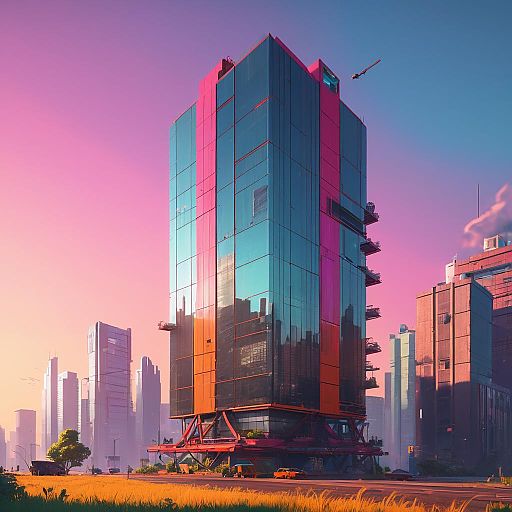 Vibrant Modern Skyscraper on Sunny Day