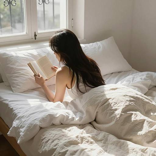Serene Reading Moment in Soft Light