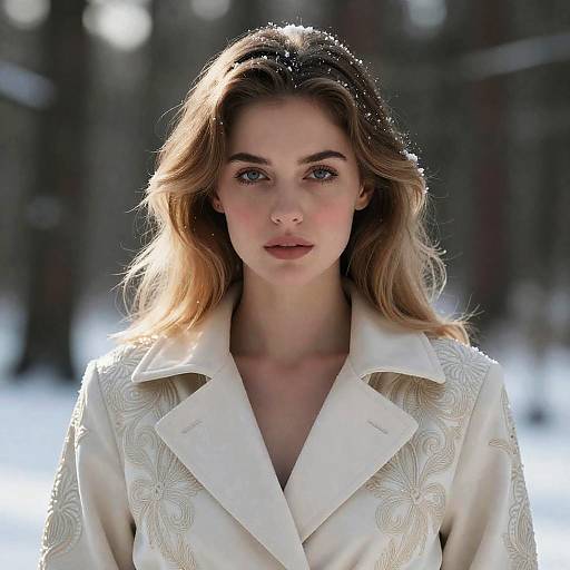 Elegant Foxie Woman in Winter Forest