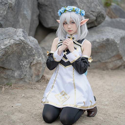 White-Haired Elf Woman Outdoors